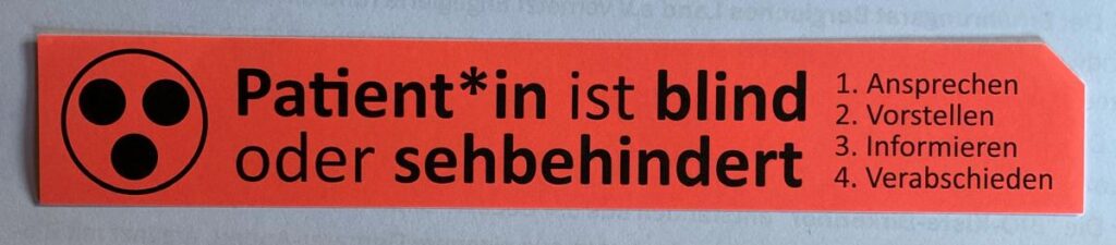 Krankenhausbett-Aufkleber für blinde oder sehbehinderte Menschen